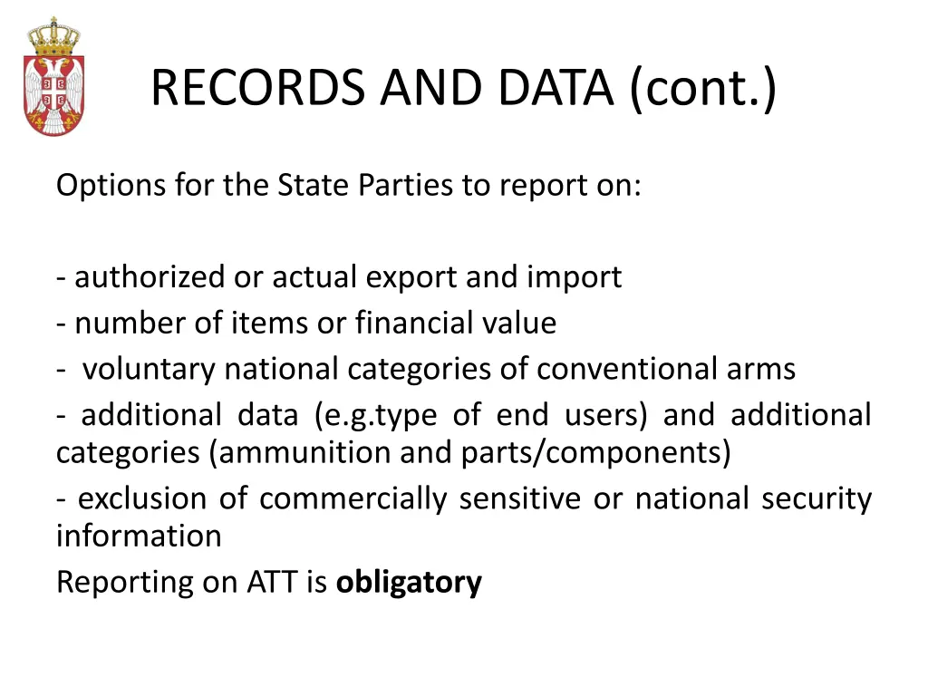 records and data cont