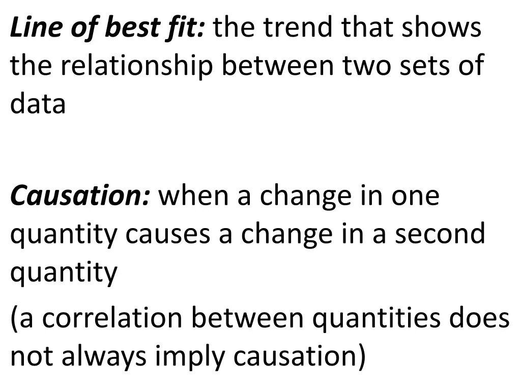 line of best fit the trend that shows