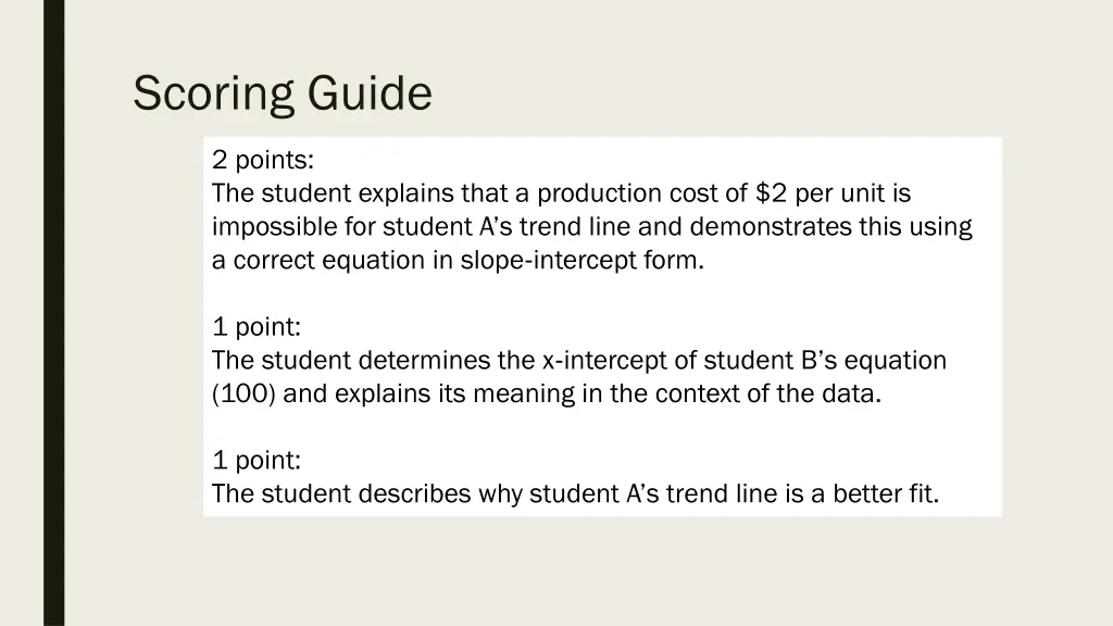 scoring guide