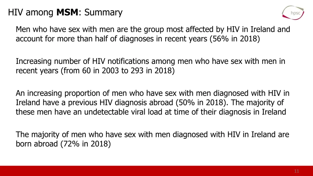 hiv among msm summary