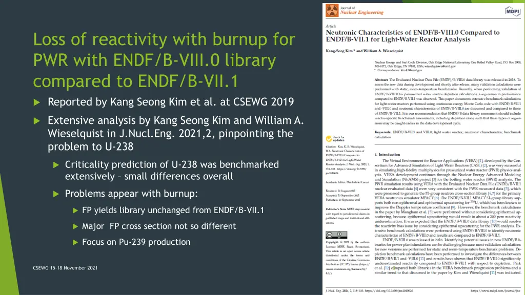 loss of reactivity with burnup for pwr with endf