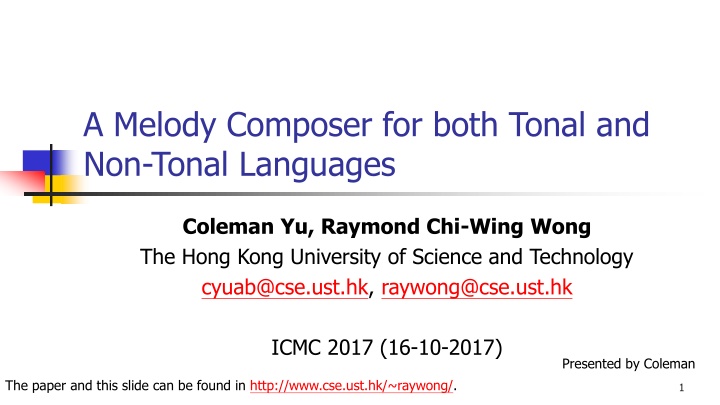 a melody composer for both tonal and non tonal