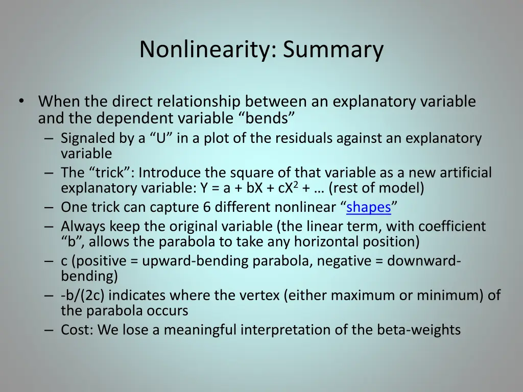 nonlinearity summary