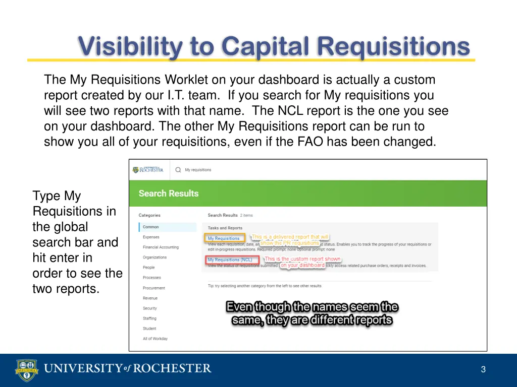 visibility to capital requisitions