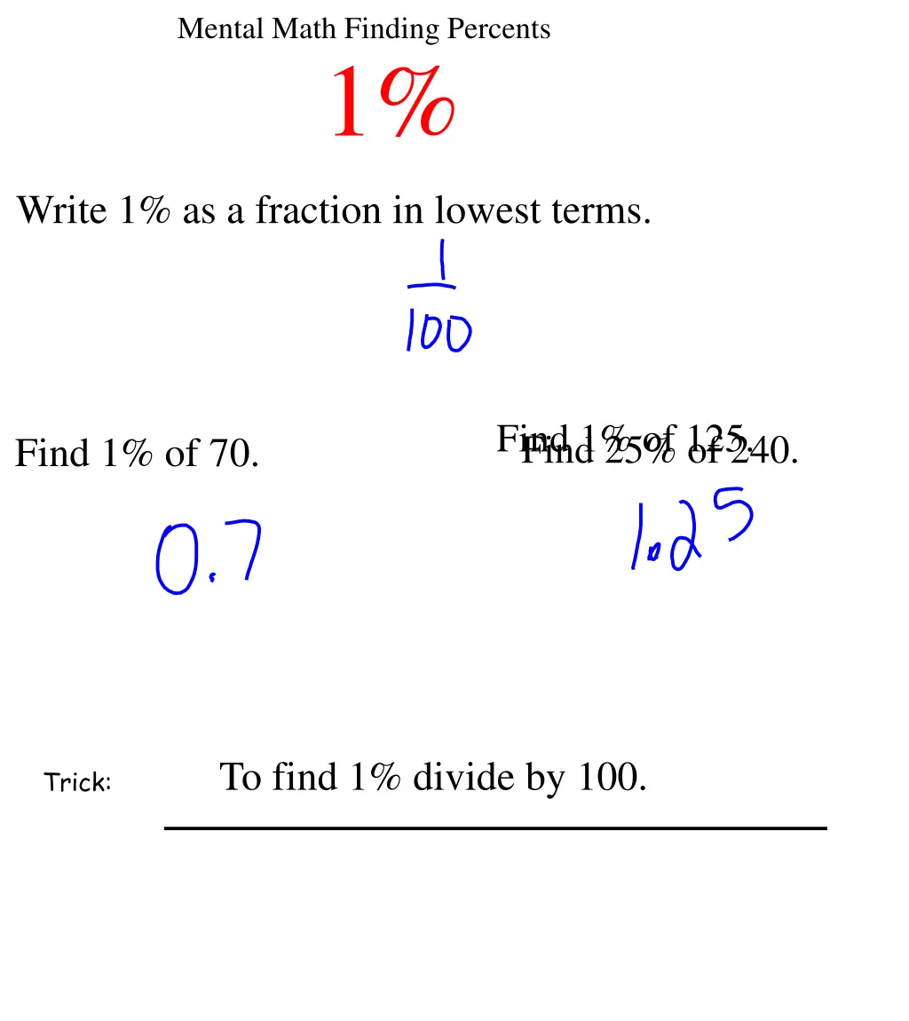 mental math finding percents 1