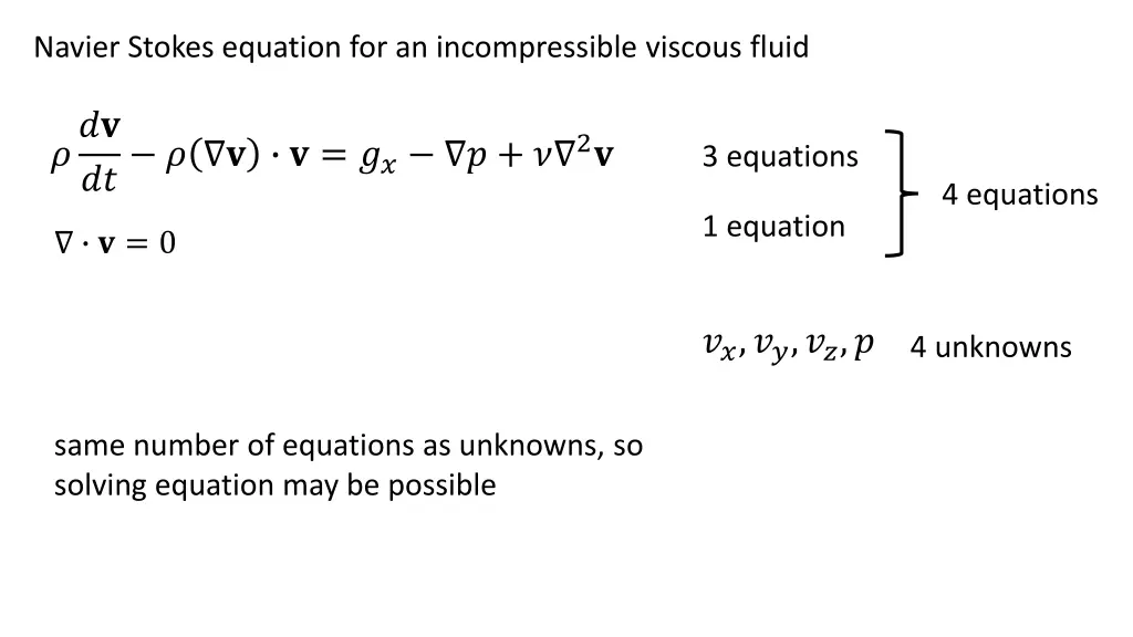 navier stokes equation for an incompressible