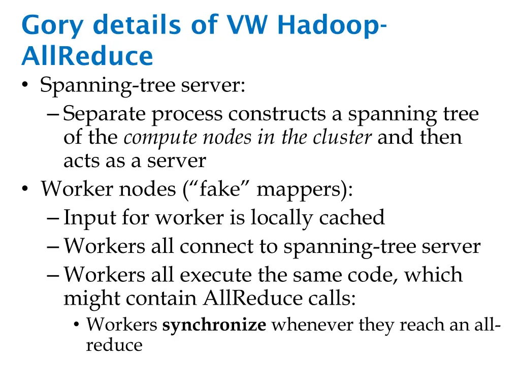 gory details of vw hadoop allreduce spanning tree