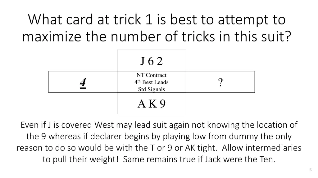 what card at trick 1 is best to attempt