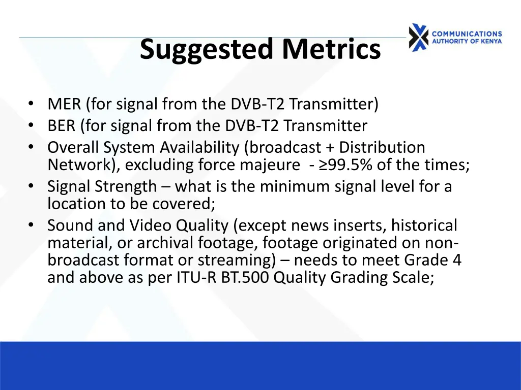 suggested metrics 1