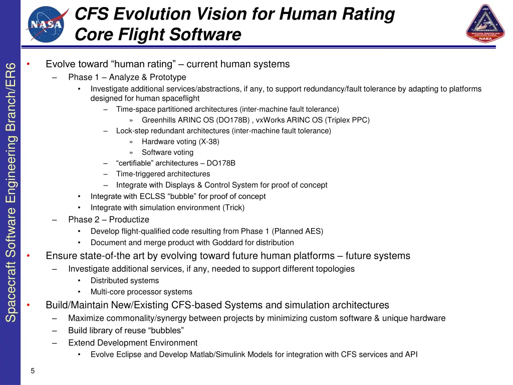 cfs evolution vision for human rating core flight