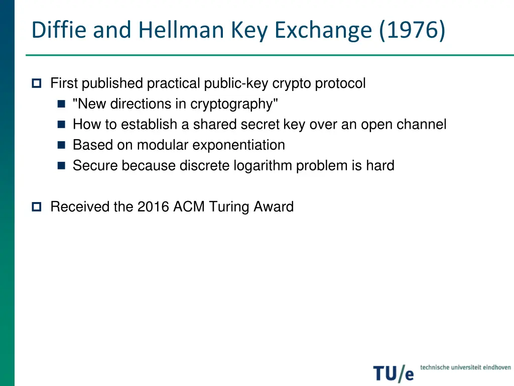 diffie and hellman key exchange 1976