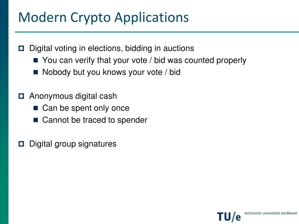 modern crypto applications