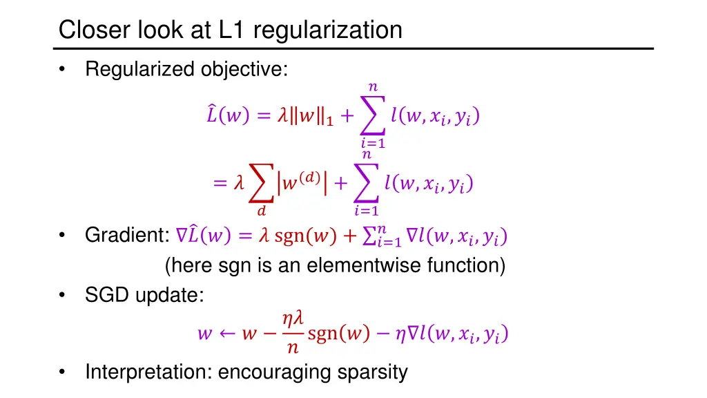 closer look at l1 regularization