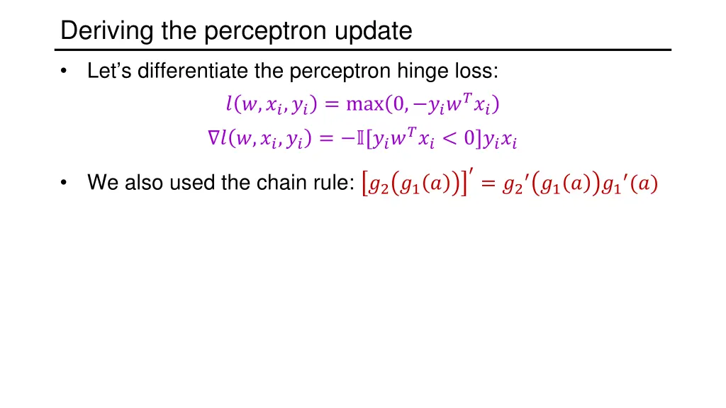 deriving the perceptron update 2