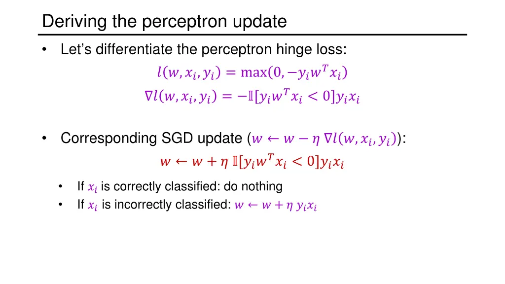 deriving the perceptron update 3