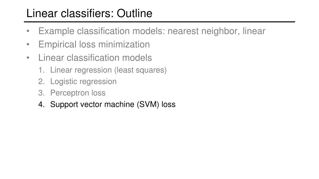 linear classifiers outline 1