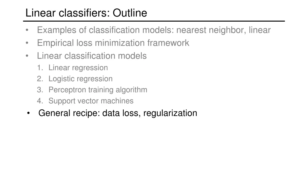 linear classifiers outline 2