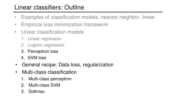 linear classifiers outline