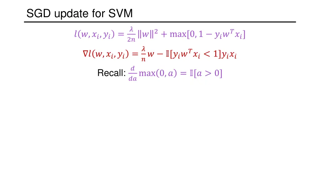 sgd update for svm