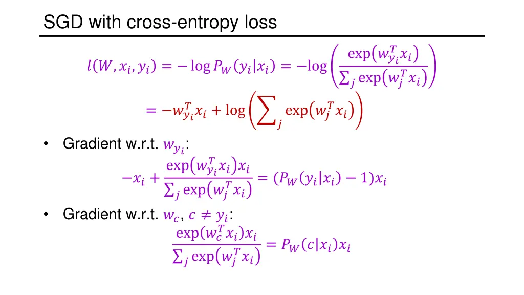 sgd with cross entropy loss