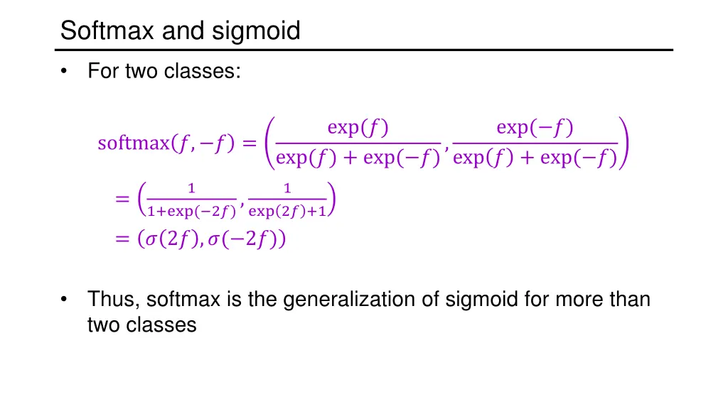 softmax and sigmoid