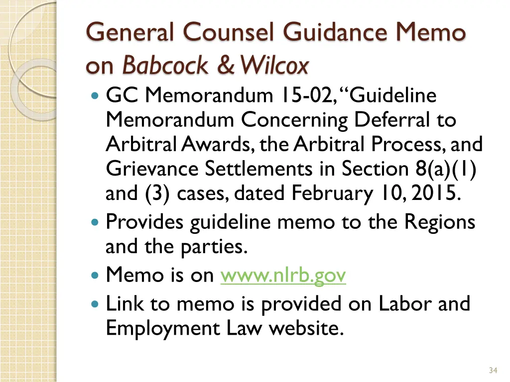 general counsel guidance memo on babcock wilcox