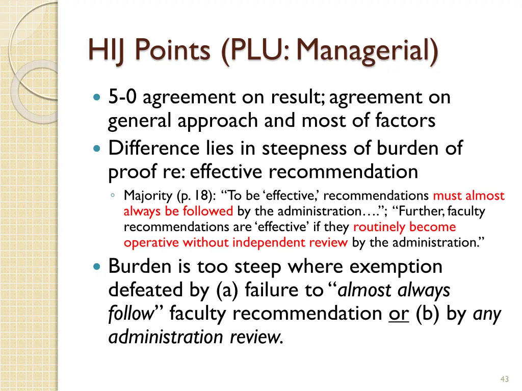 hij points plu managerial