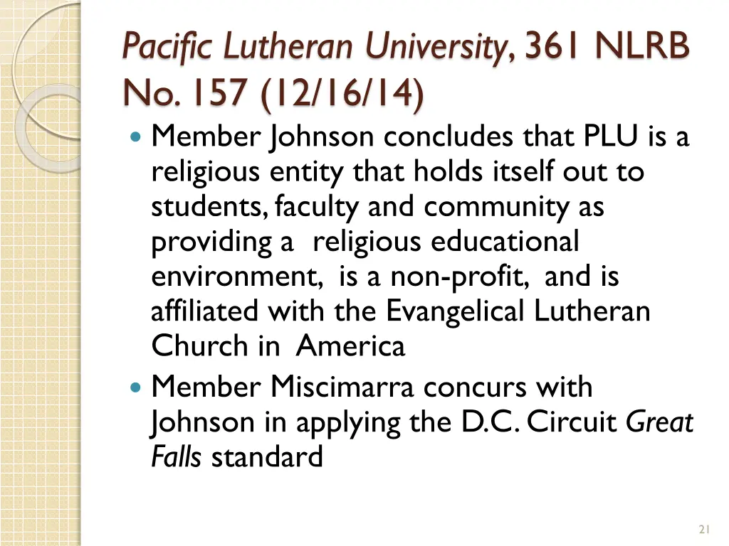 pacific lutheran university 361 nlrb 5