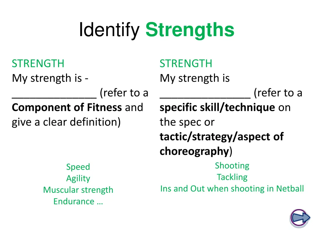 identify strengths