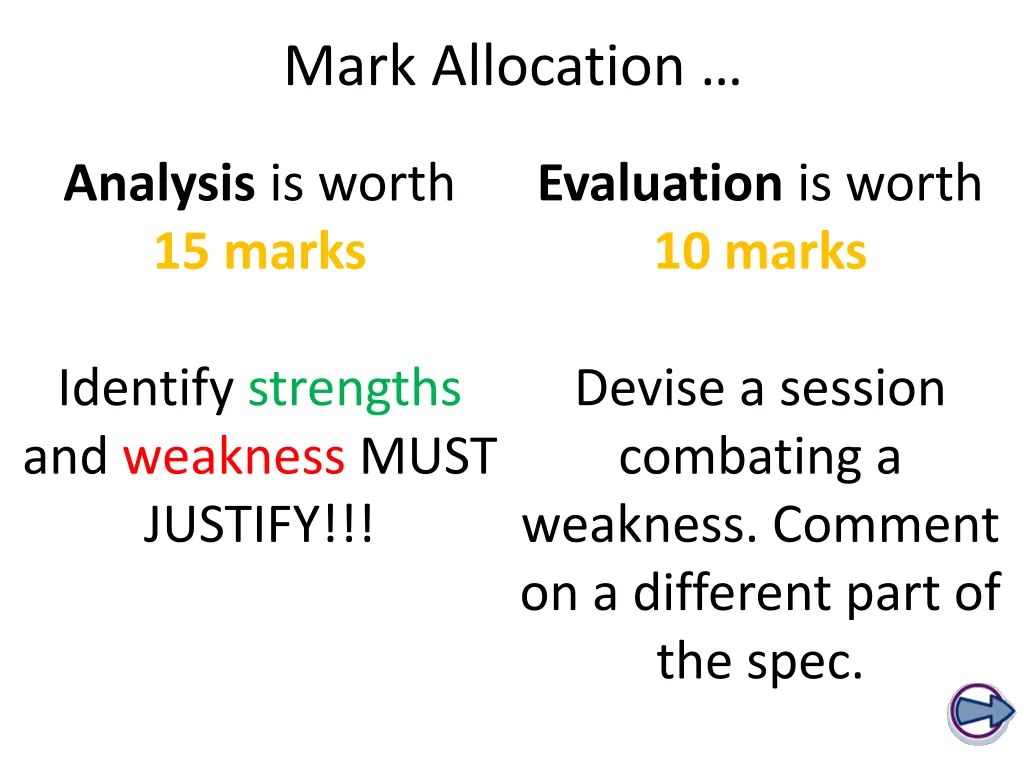 mark allocation