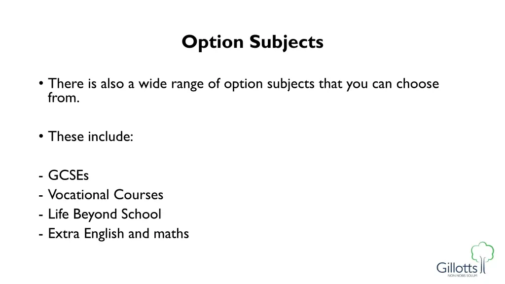 option subjects