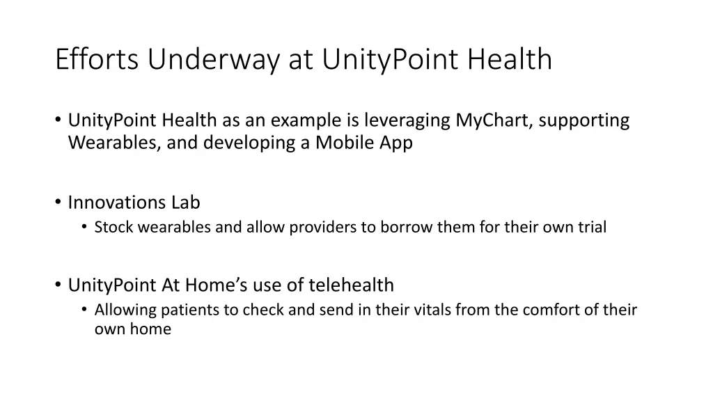 efforts underway at unitypoint health