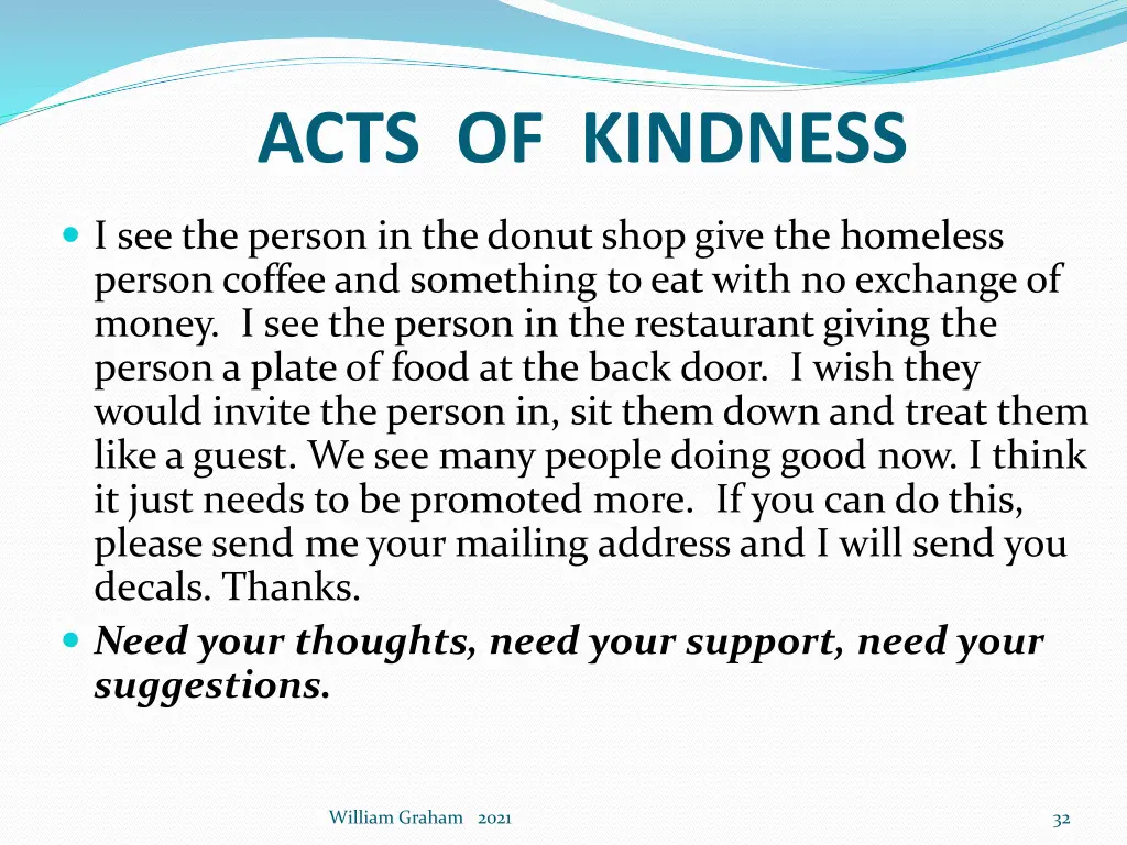 acts of kindness