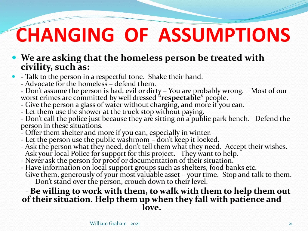 changing of assumptions