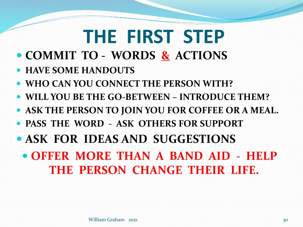 the first step commit to words actions have some