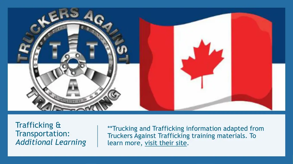 trafficking transportation additional learning