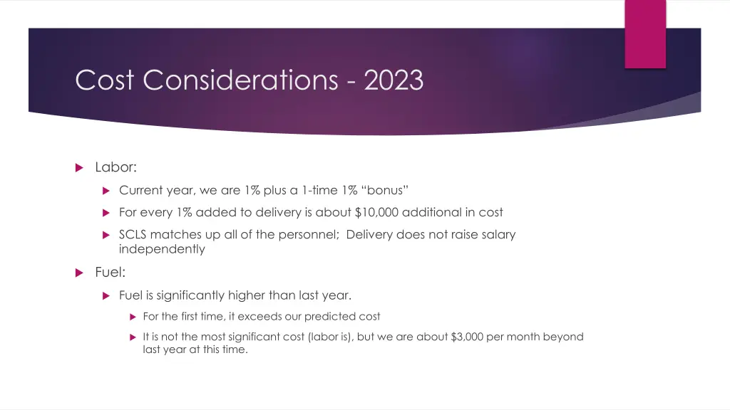 cost considerations 2023