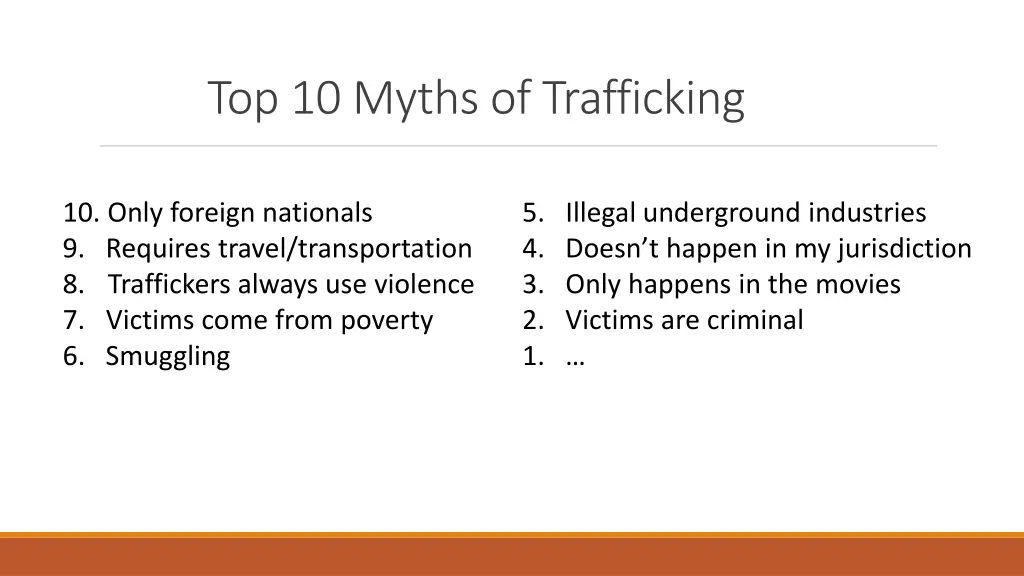 top 10 myths of trafficking