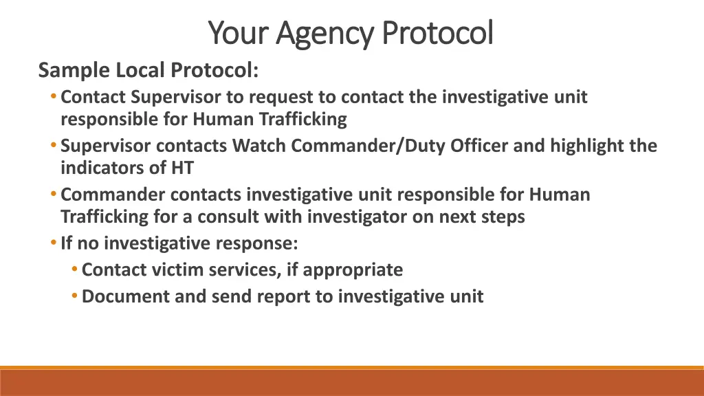 your agency protocol your agency protocol