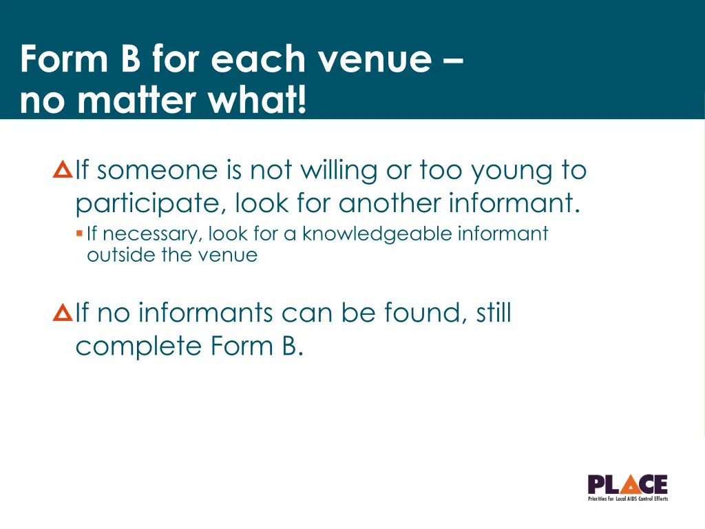 form b for each venue no matter what