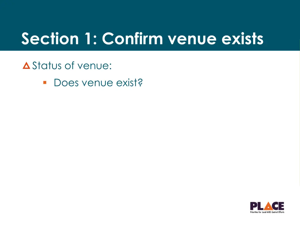 section 1 confirm venue exists