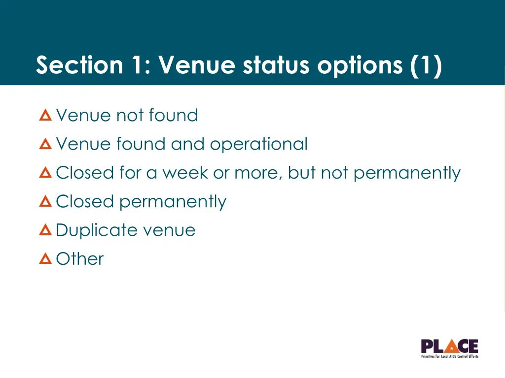 section 1 venue status options 1