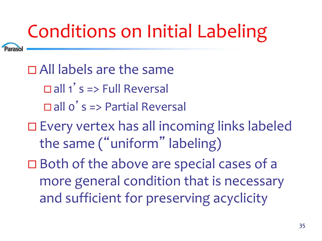 conditions on initial labeling