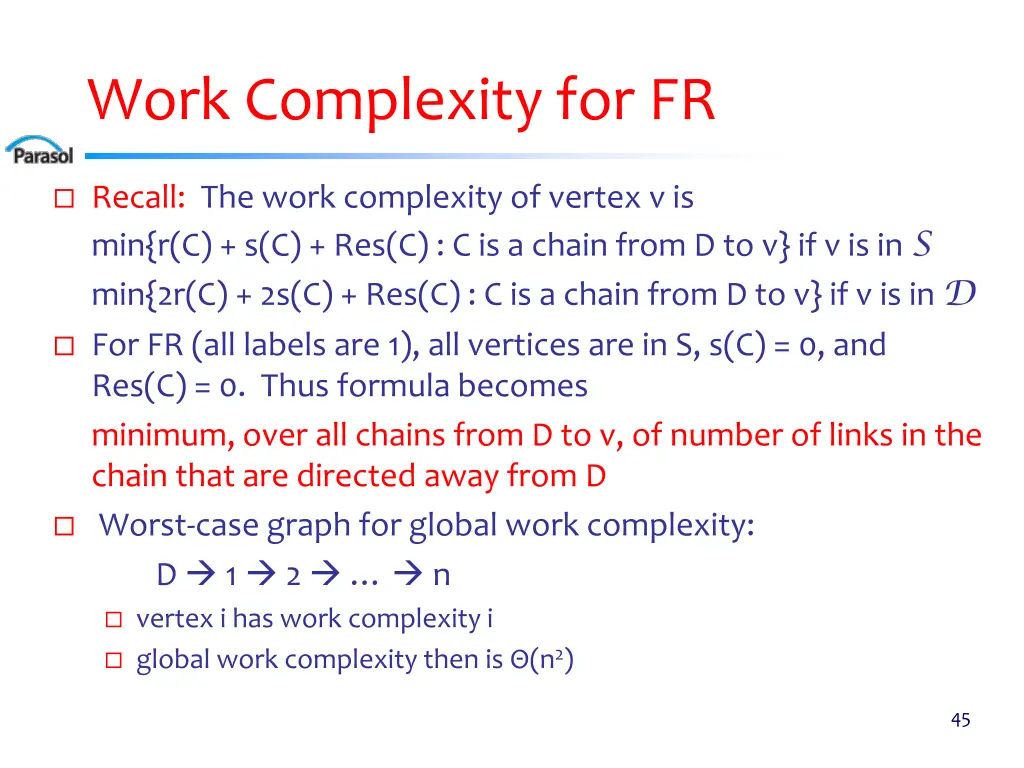 work complexity for fr