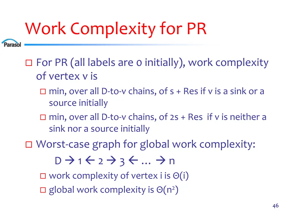 work complexity for pr