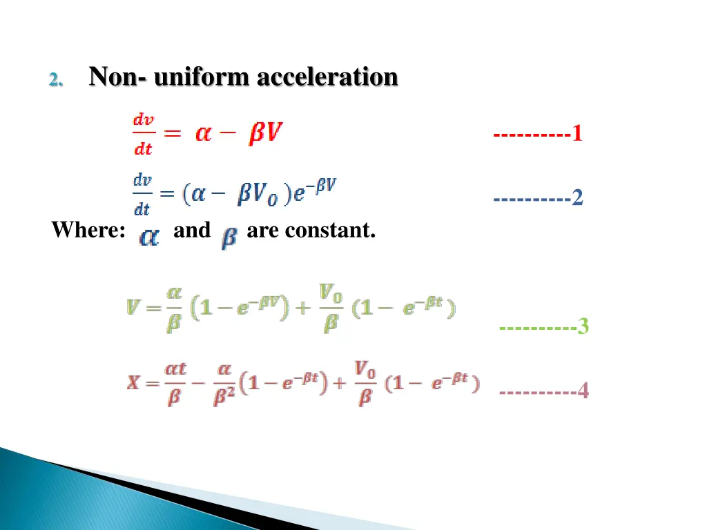 non uniform acceleration