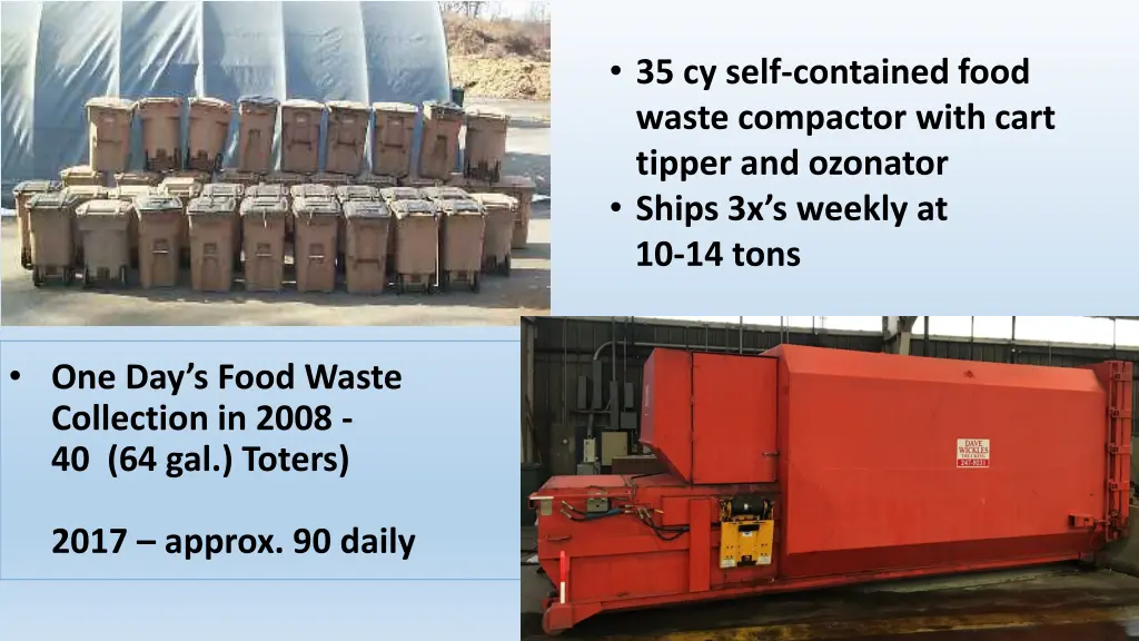 35 cy self contained food waste compactor with