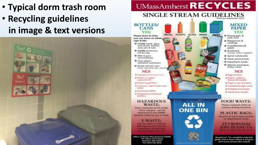 typical dorm trash room recycling guidelines