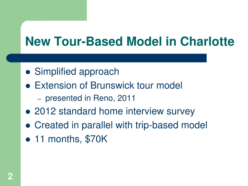 new tour based model in charlotte