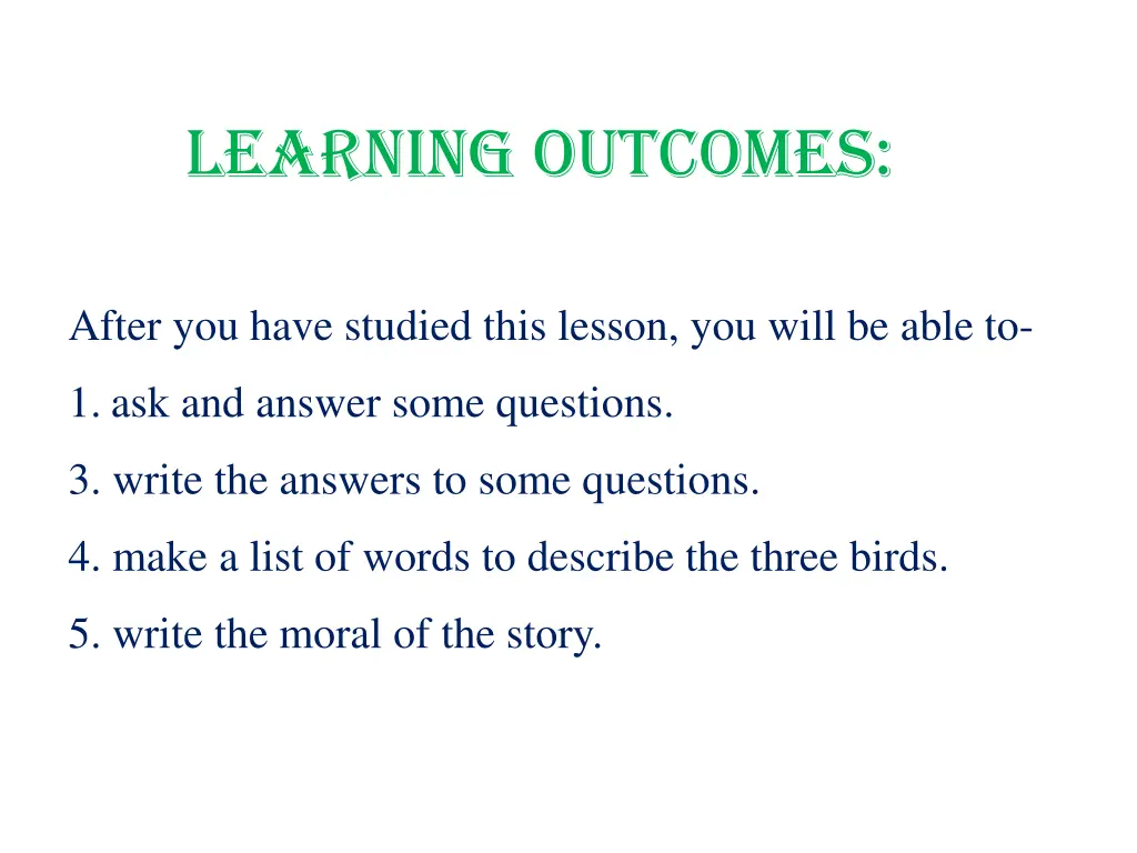 learning outcomes